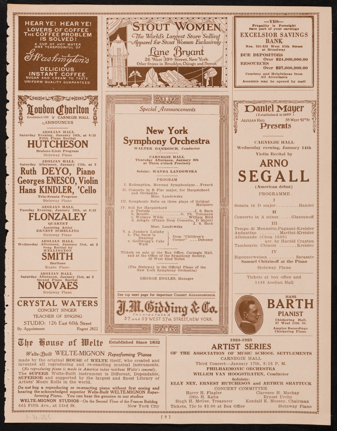 New York Banks' Glee Club, January 7, 1925, program page 9