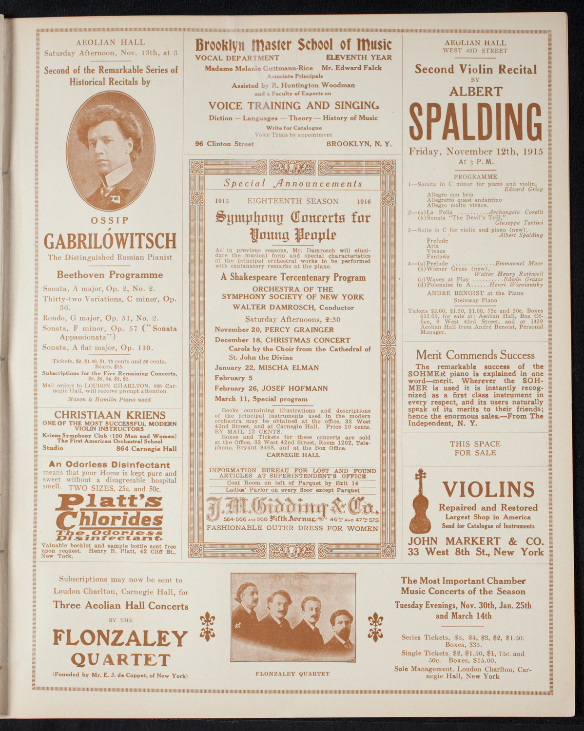 Boston Symphony Orchestra, November 4, 1915, program page 9
