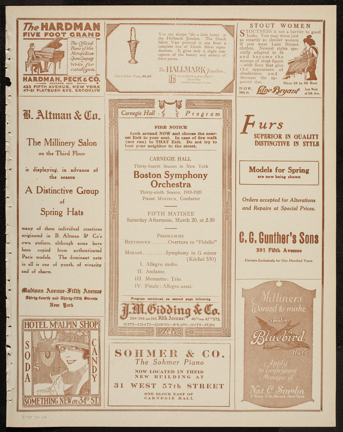 Boston Symphony Orchestra, March 20, 1920, program page 5