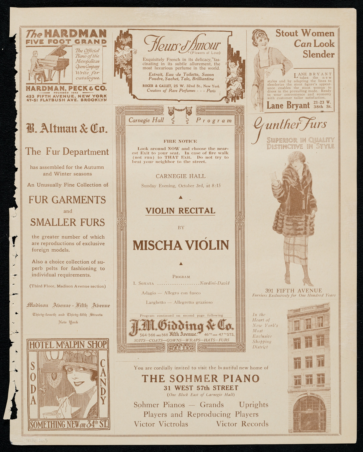 Mischa Violin, Violin, October 3, 1920, program page 5