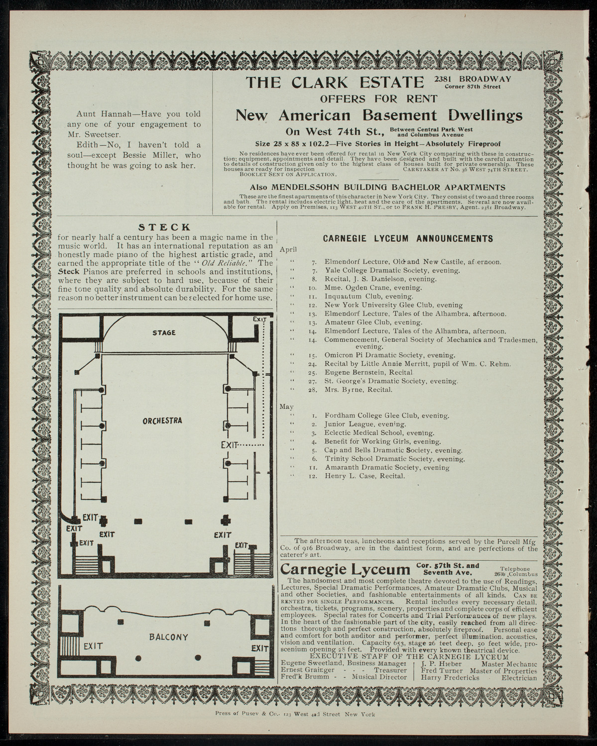 Elmendorf Lecture: Old and New Castile, April 6, 1905, program page 4