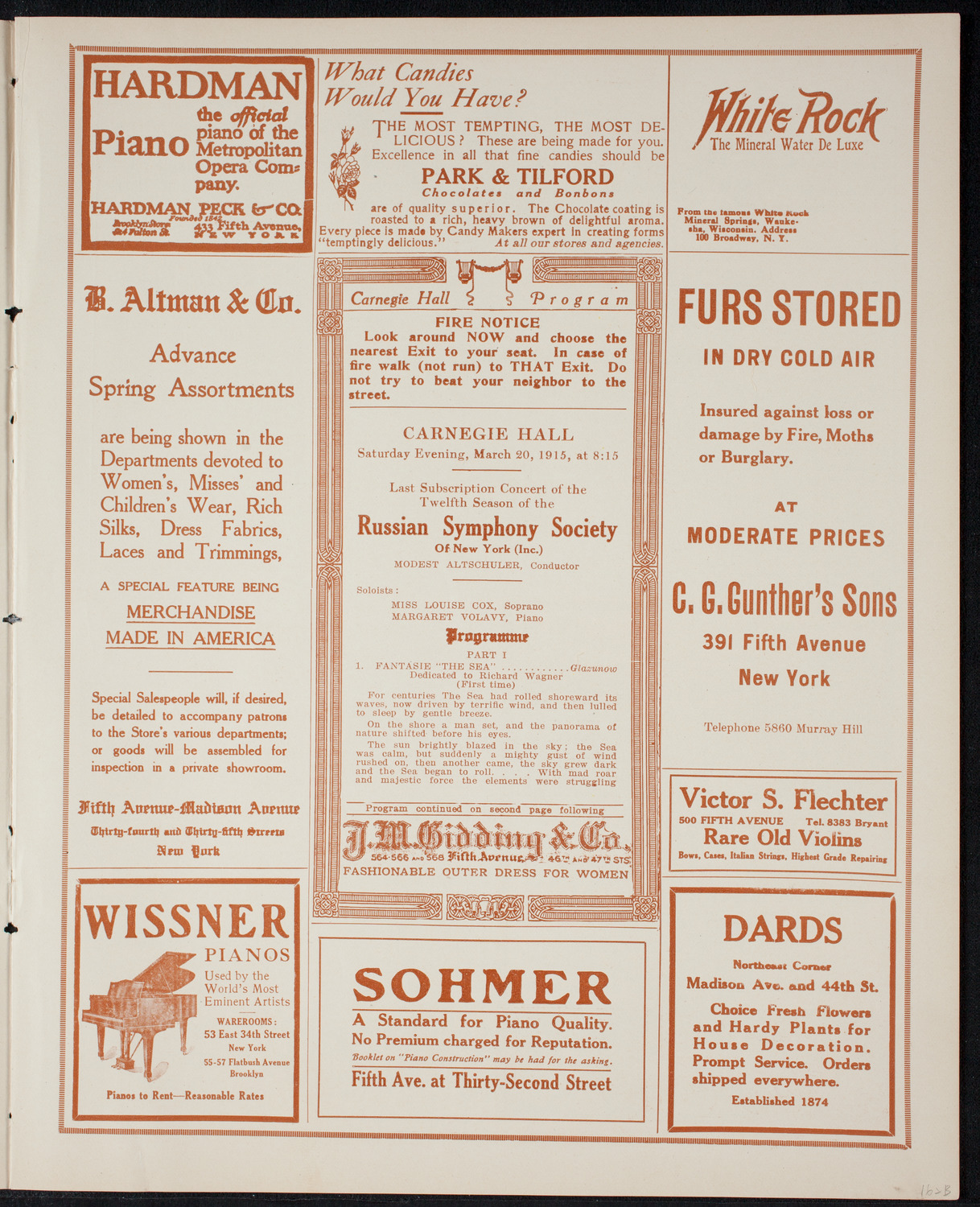 Russian Symphony Society of New York, March 20, 1915, program page 5