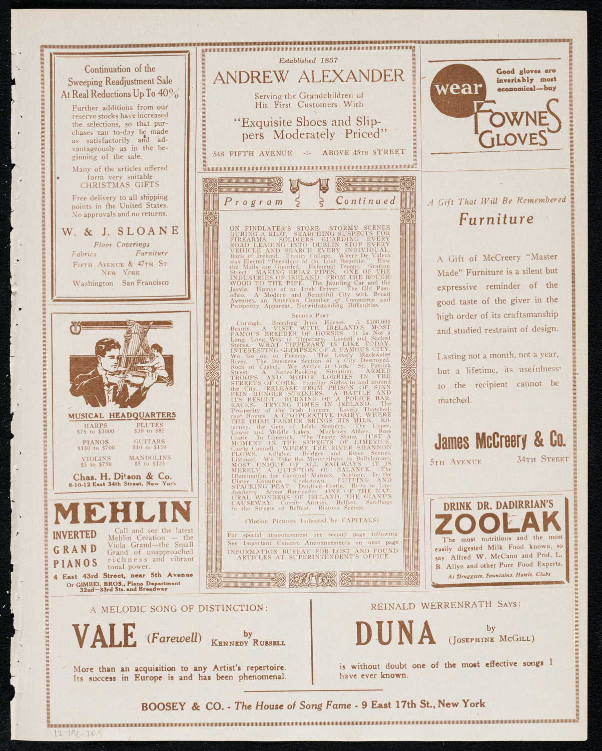 Newman Traveltalks: Ireland, December 19, 1920, program page 9