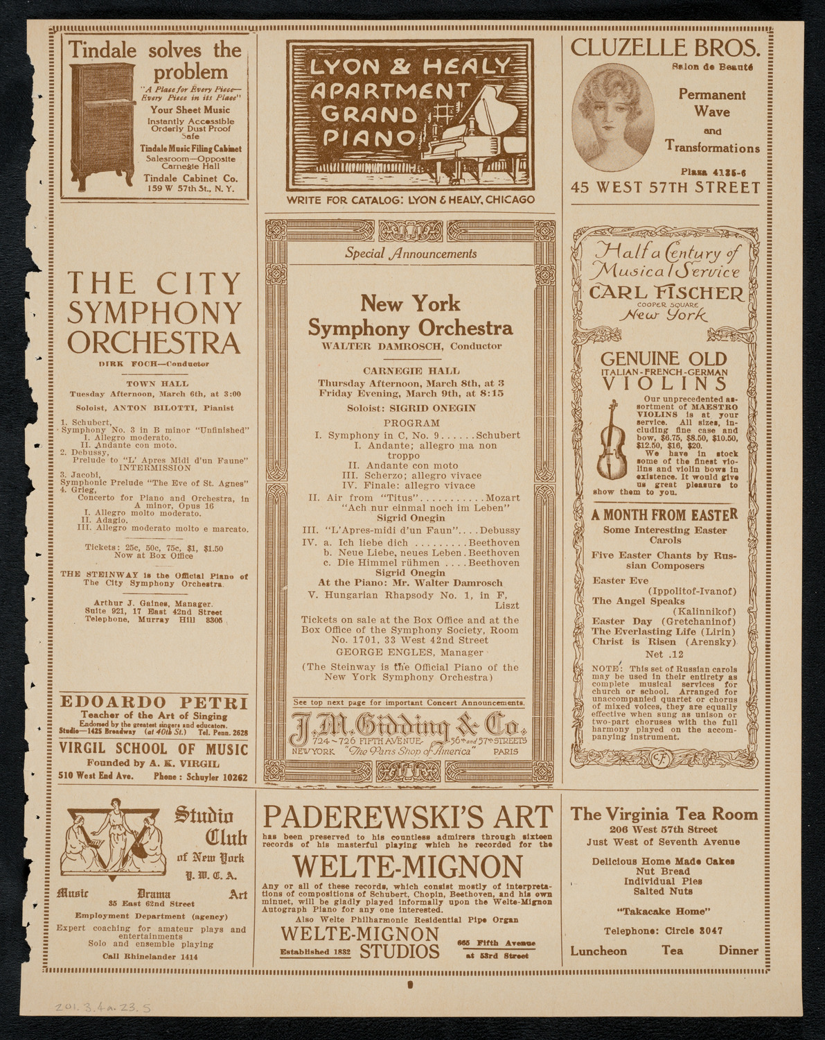 Josef Hofmann, Piano, March 4, 1923, program page 9