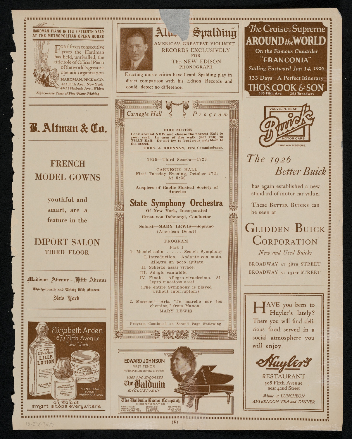 State Symphony Orchestra of New York, October 27, 1925, program page 5