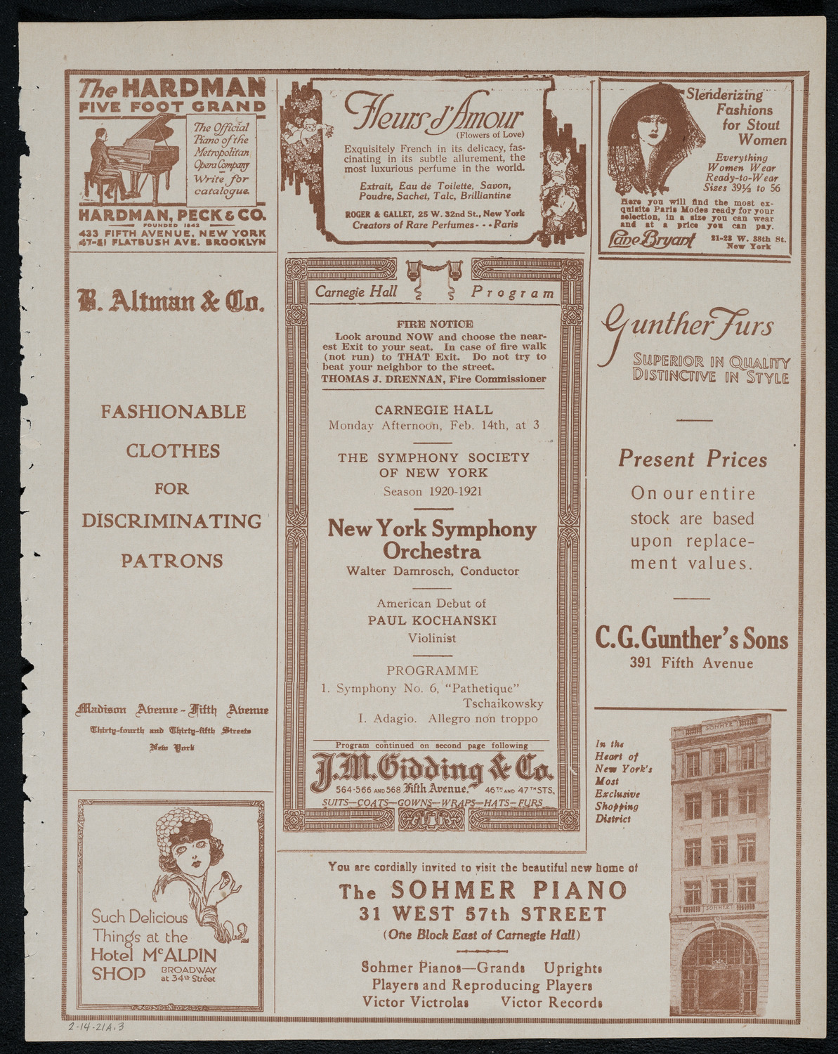 New York Symphony Orchestra, February 14, 1921, program page 5