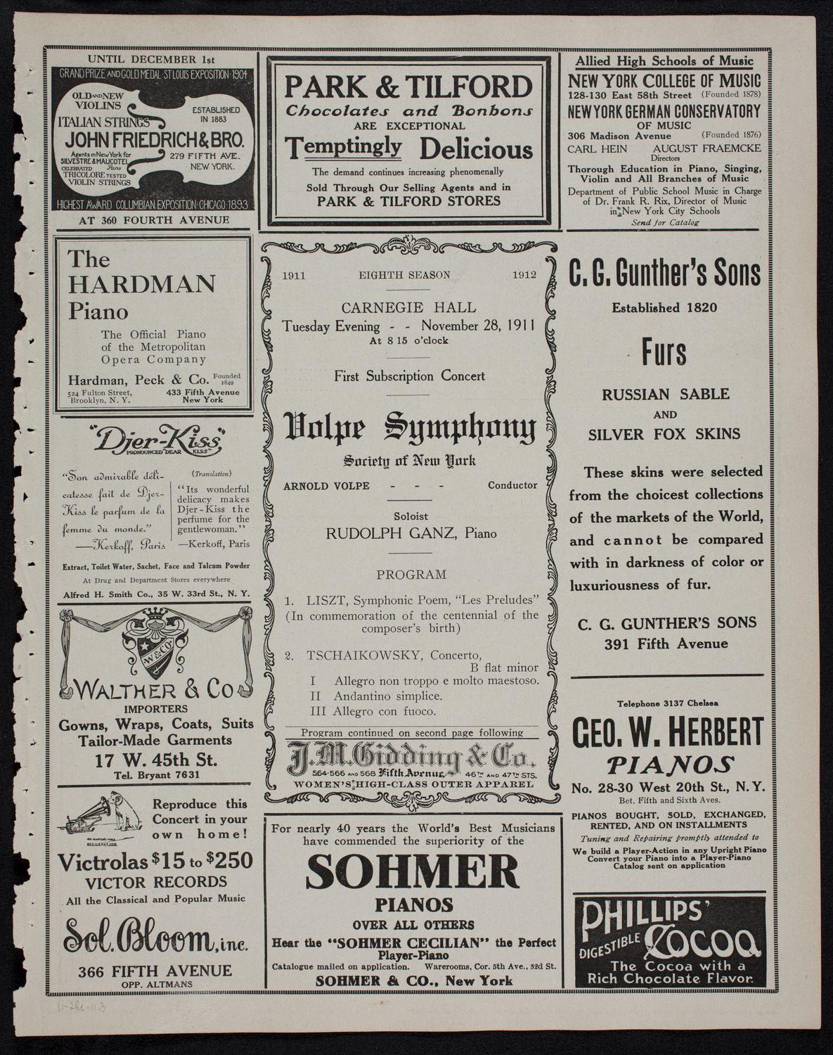 Volpe Symphony Society of New York, November 28, 1911, program page 5