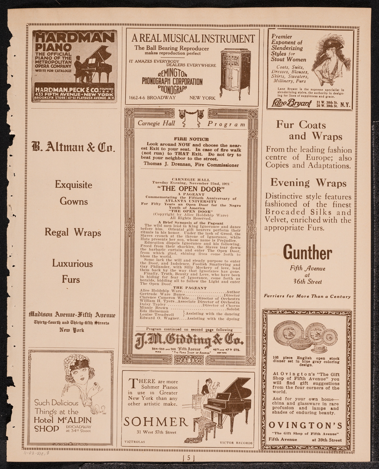 The Open Door—A Negro Pageant with Music, November 22, 1921, program page 5