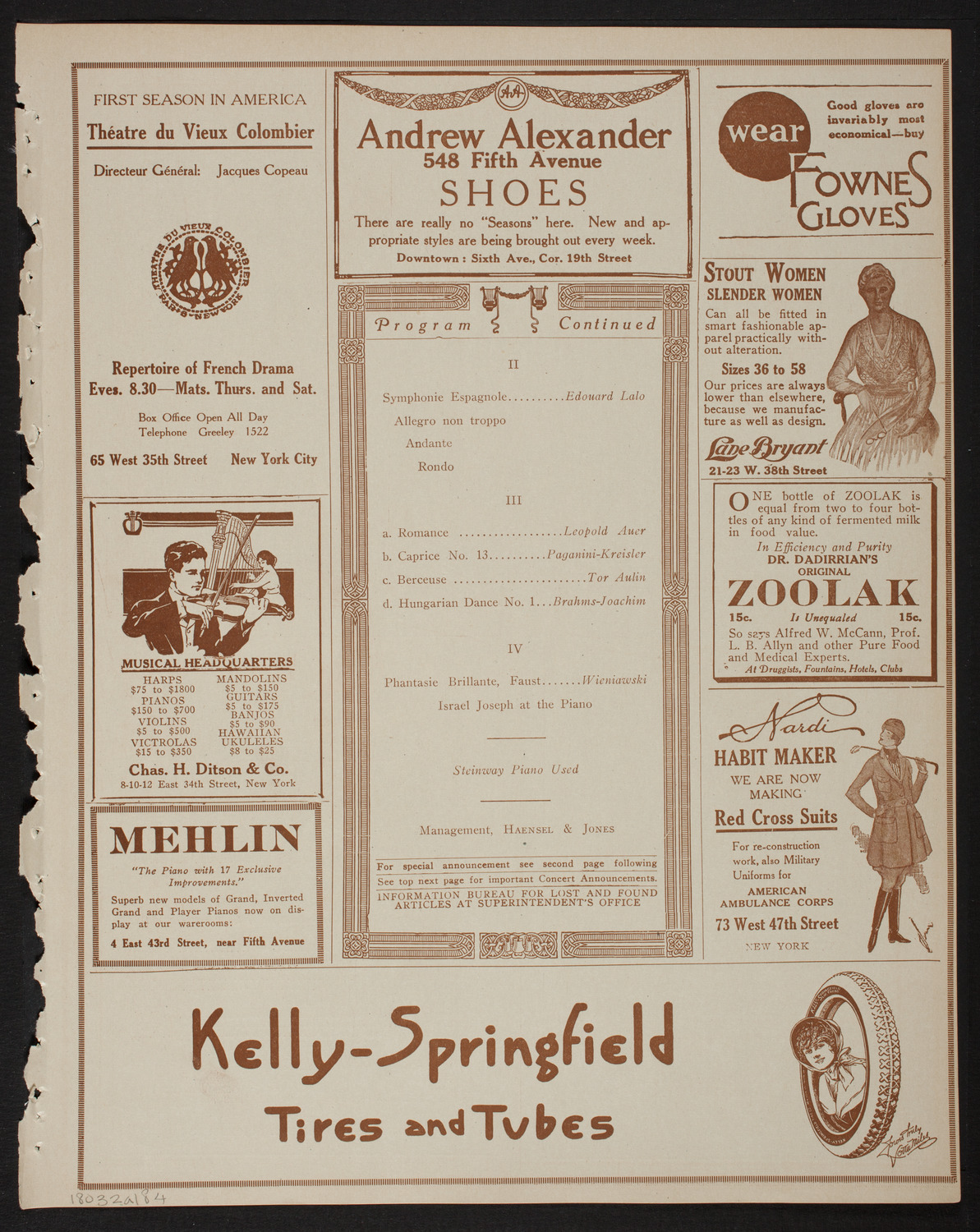 Max Rosen, Violin, March 2, 1918, program page 7