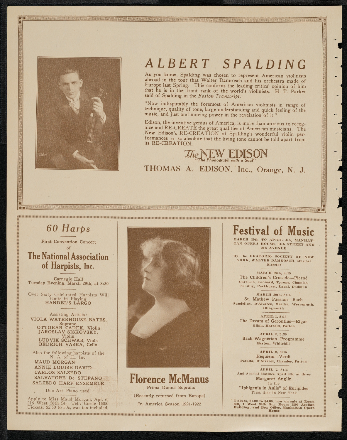 National Symphony Orchestra, March 22, 1921, program page 2