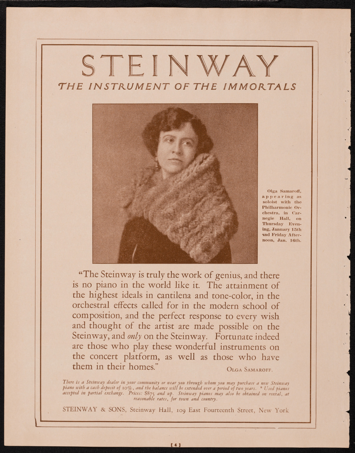 New York Philharmonic, January 16, 1925, program page 4