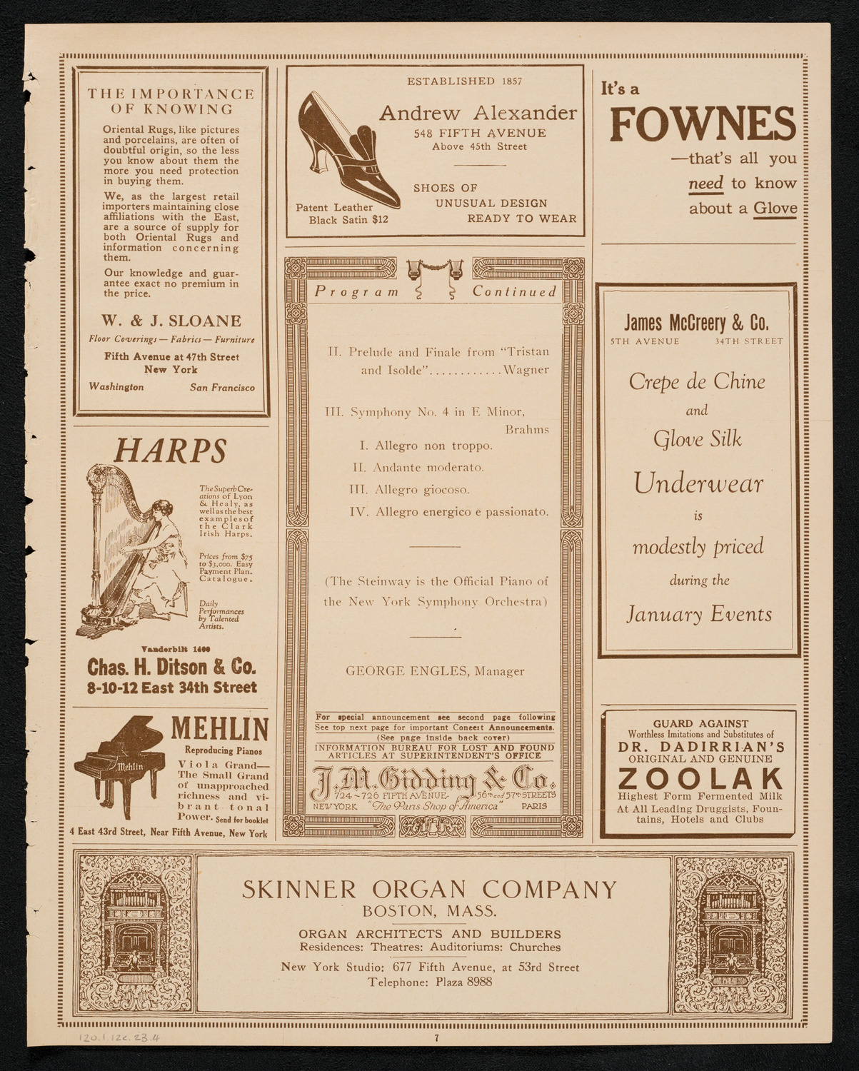 New York Symphony Orchestra, January 12, 1923, program page 7