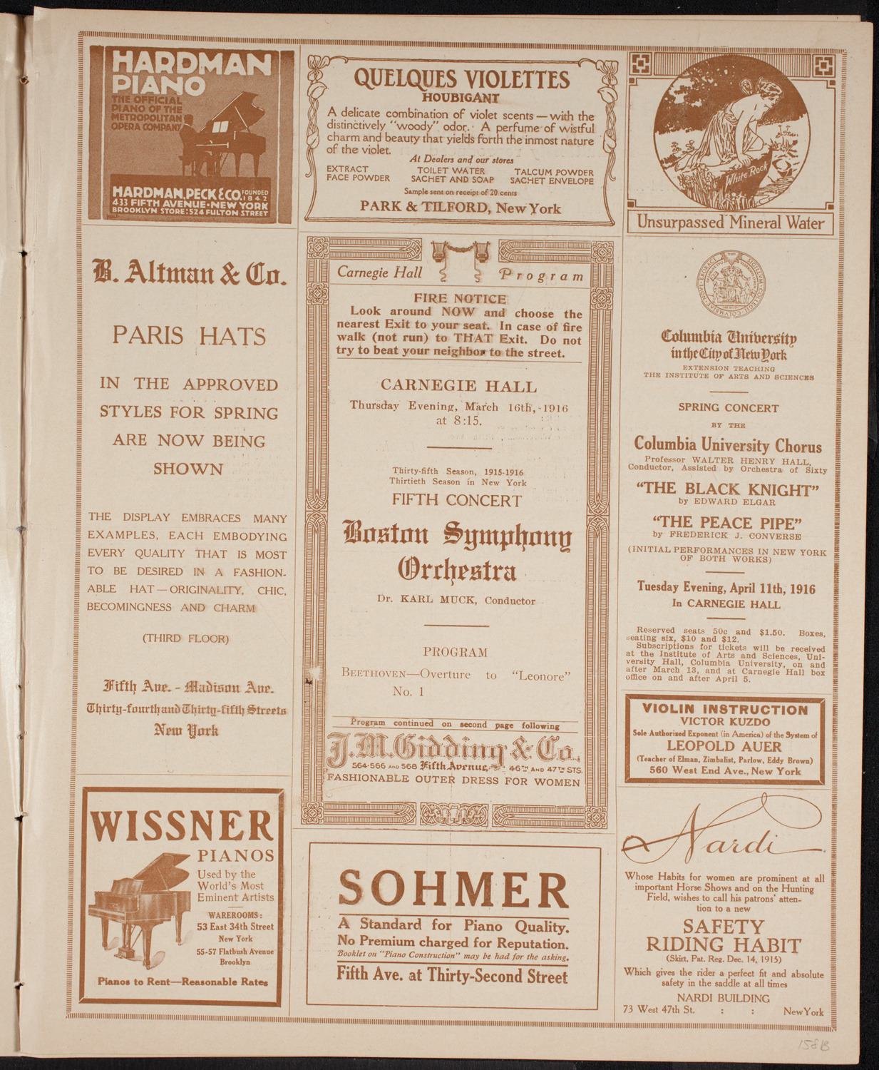 Boston Symphony Orchestra, March 16, 1916, program page 5