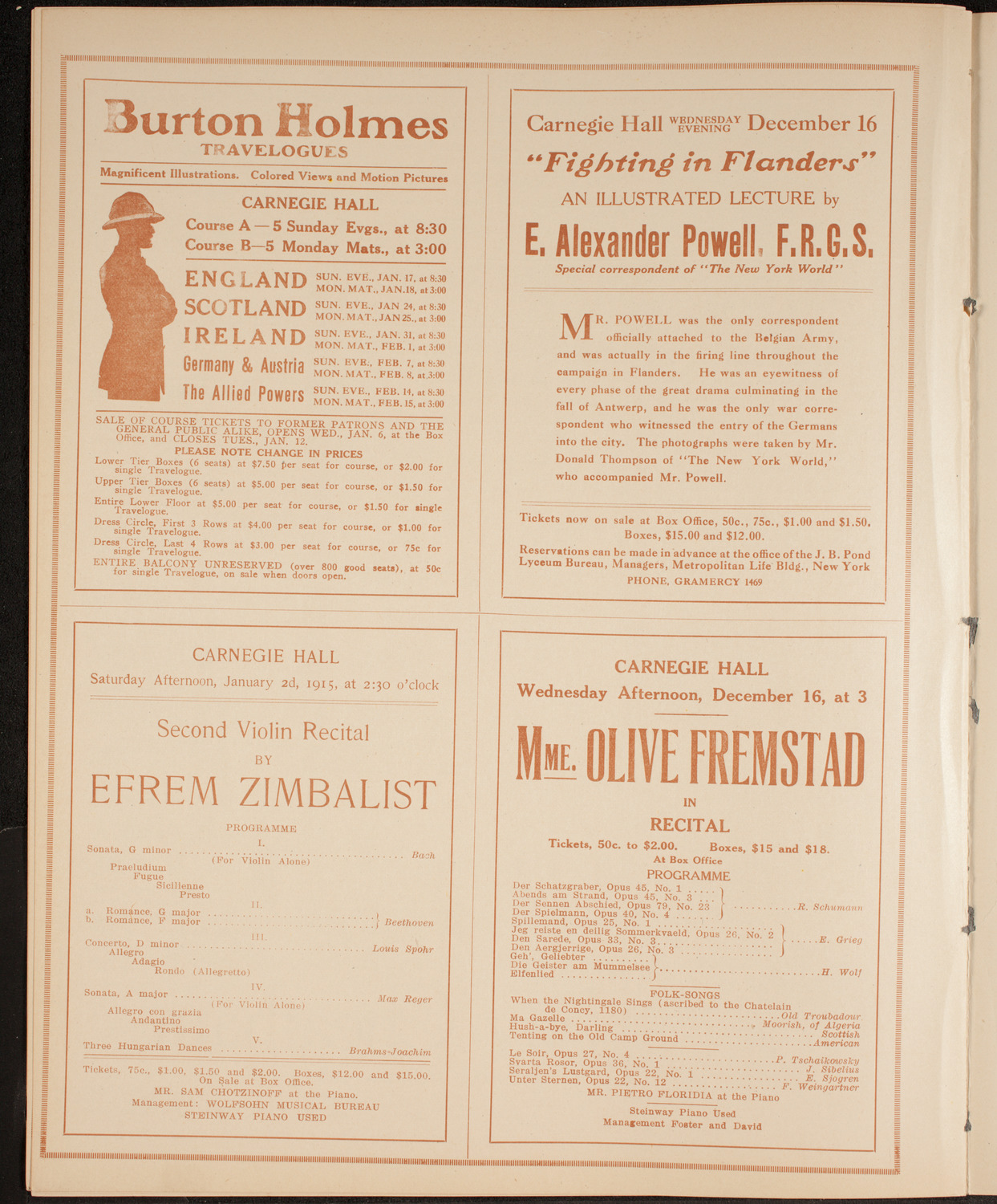 Elmendorf Lecture: Norway, December 13, 1914, program page 10