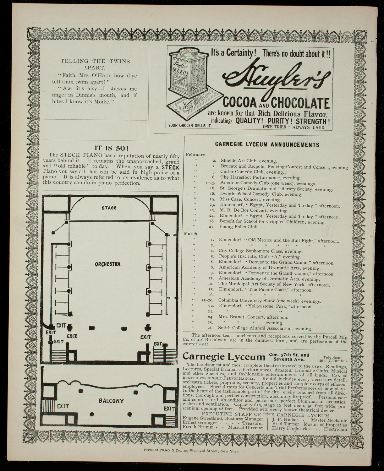 Academy Stock Company of the American Academy of Dramatic Arts/Empire Theatre Dramatic School, January 22, 1904, program page 4