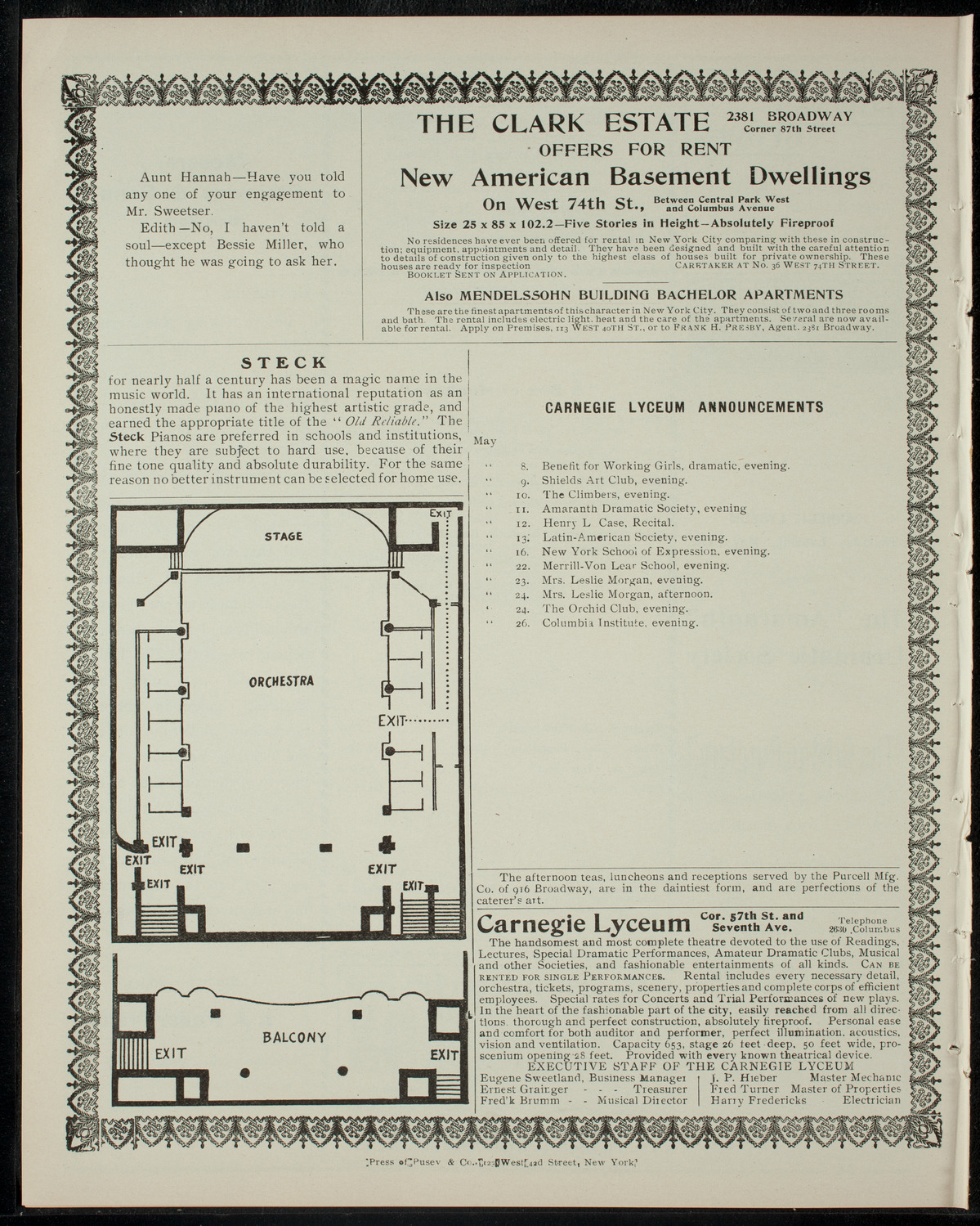 Trinity School Dramatic Society, May 6, 1905, program page 4