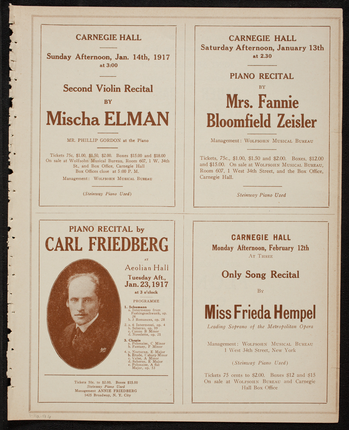 Philadelphia Orchestra, January 11, 1917, program page 11