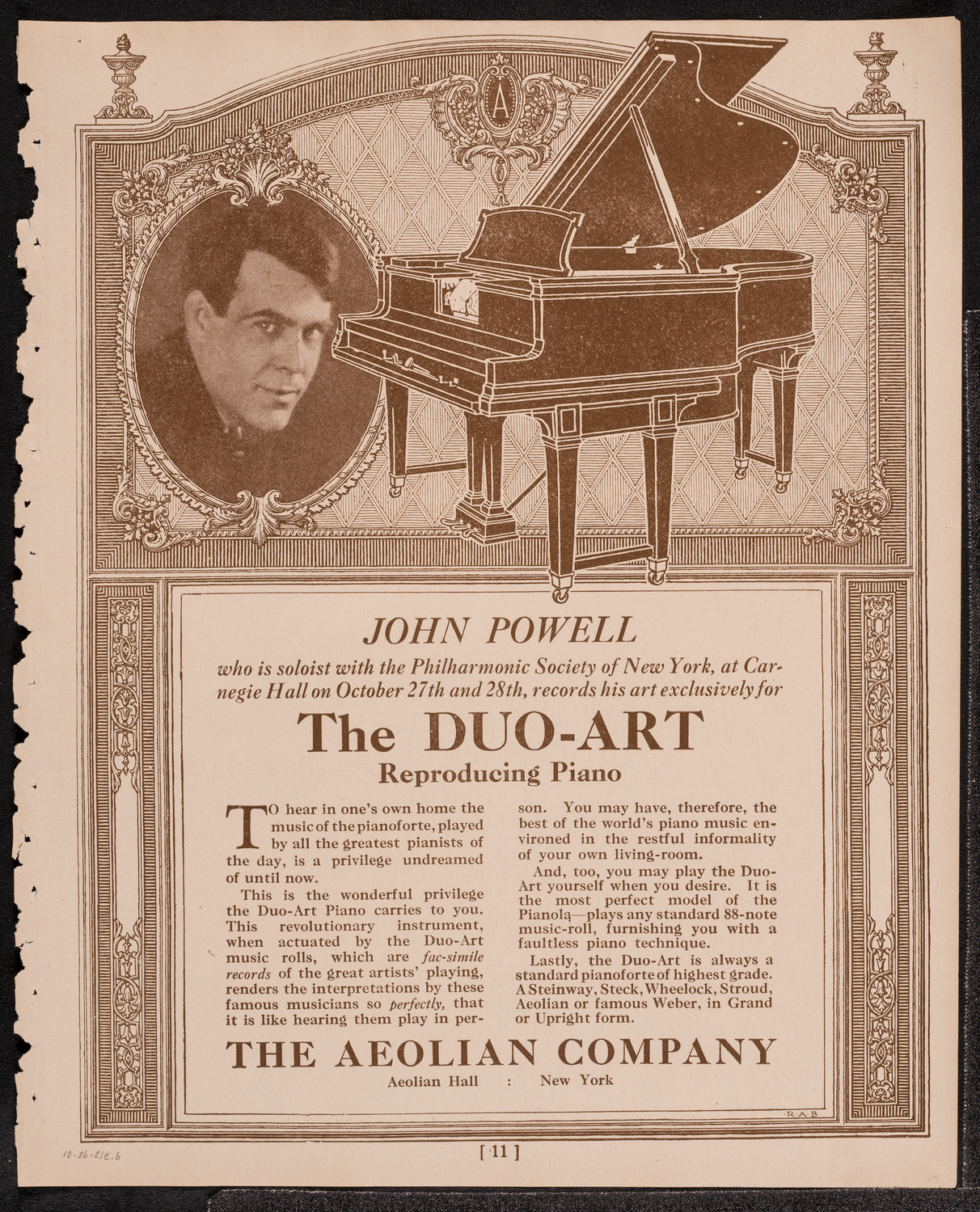 Elly Ney, Piano, October 26, 1921, program page 11