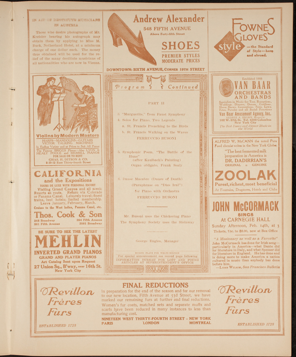 New York Symphony Orchestra, February 10, 1915, program page 7