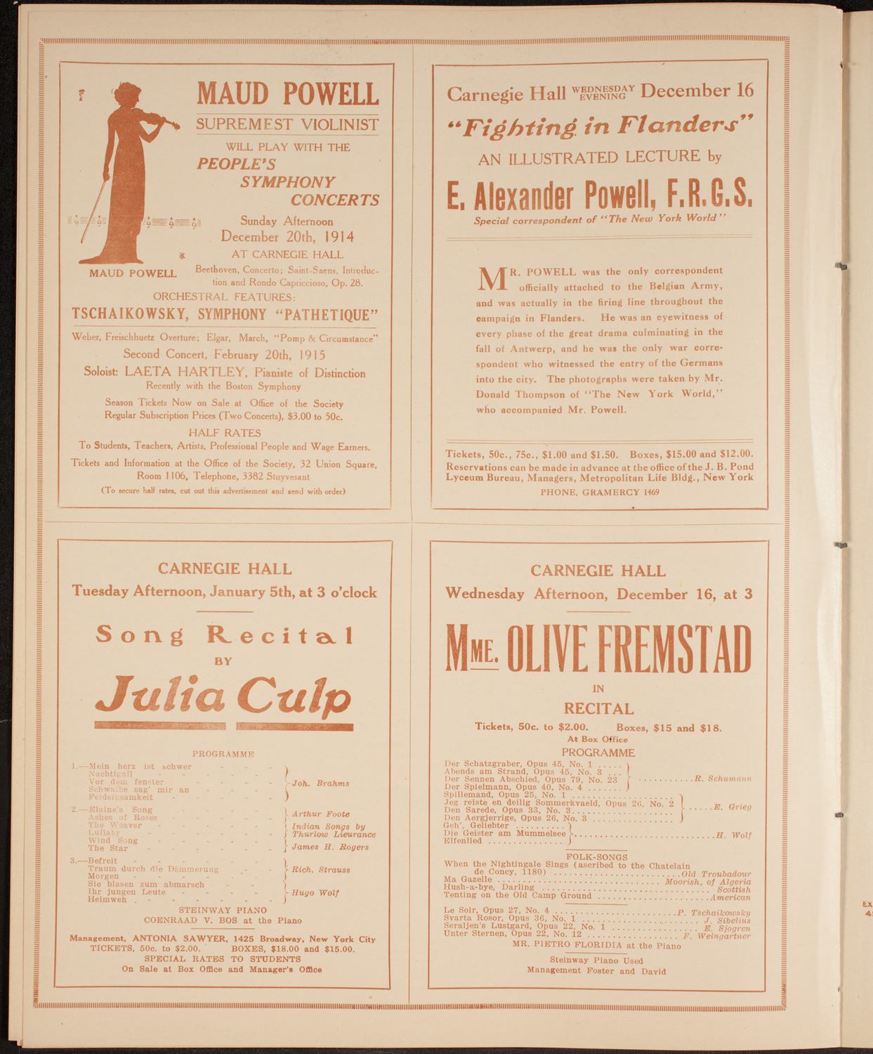 New York Philharmonic, December 11, 1914, program page 10