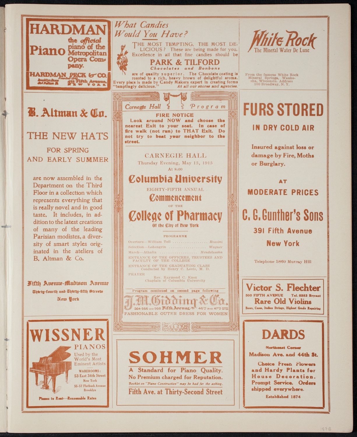 Graduation: Columbia University College of Pharmacy, May 13, 1915, program page 5