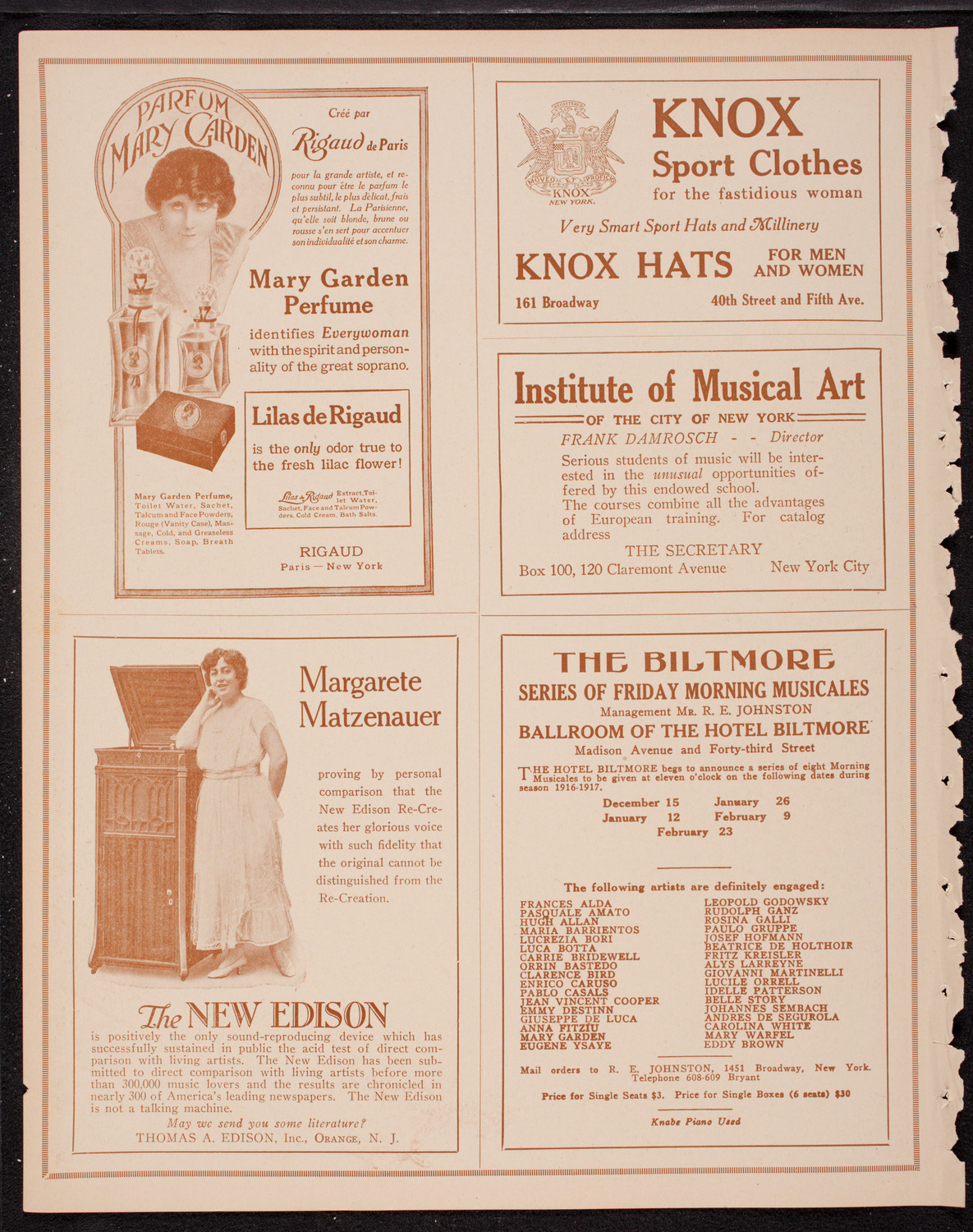 Bogumil Sykora, Cello, December 12, 1916, program page 2