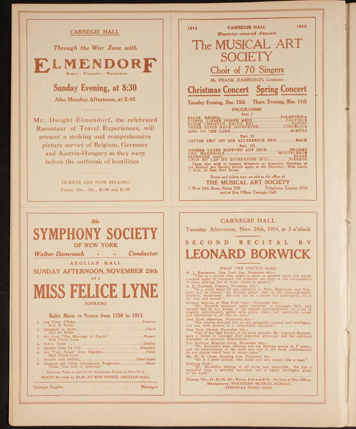 New York Philharmonic, November 19, 1914, program page 8