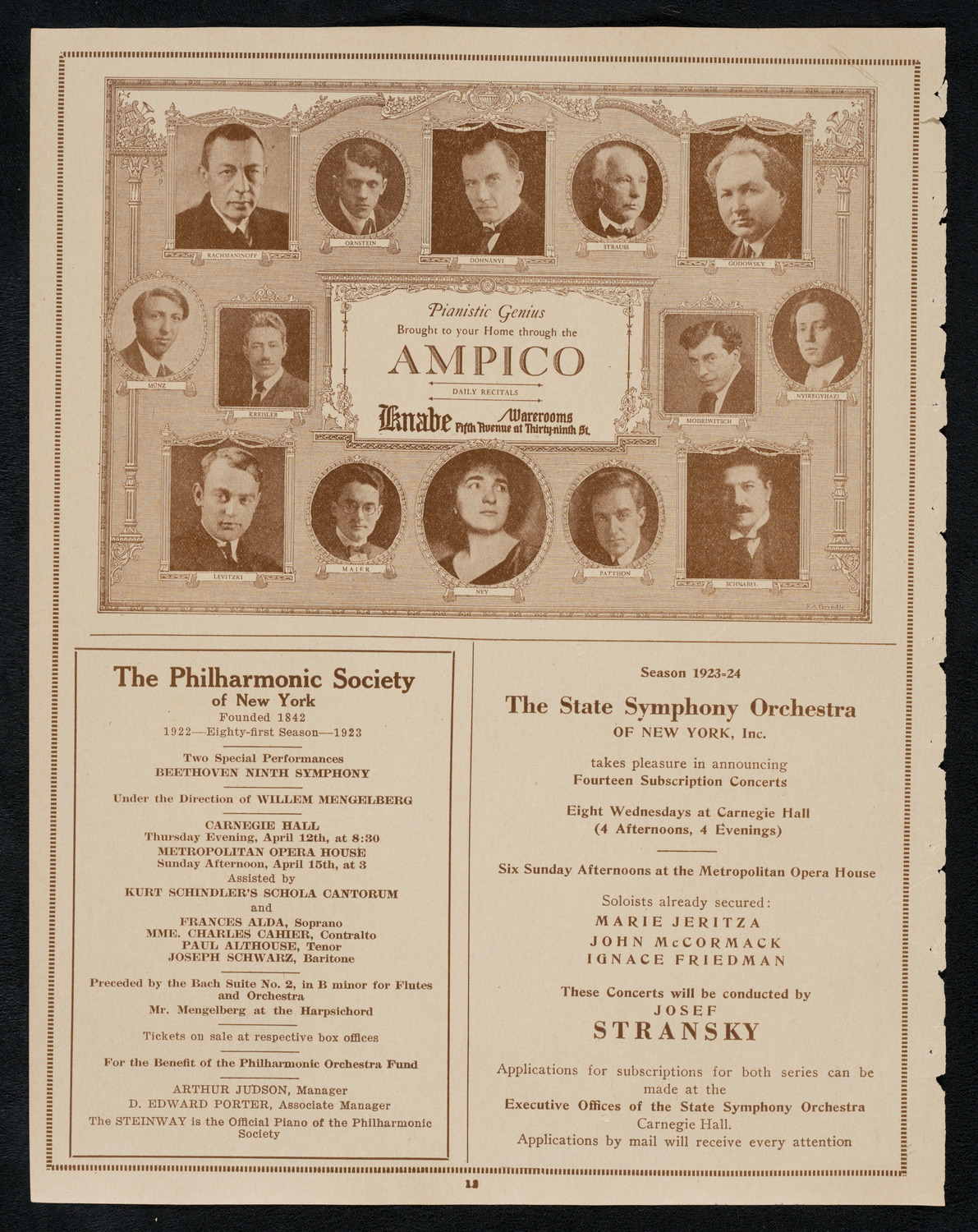Sir Arthur Conan Doyle, April 8, 1923, program page 12
