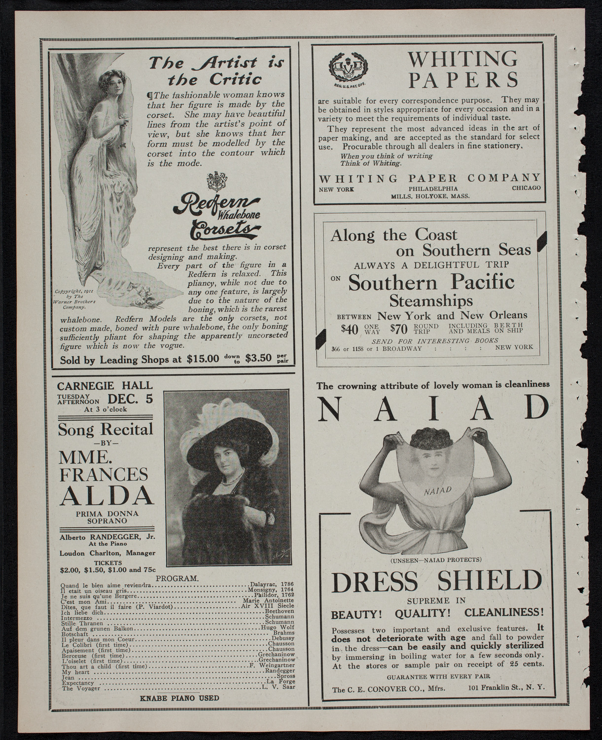 New York Philharmonic, December 1, 1911, program page 2