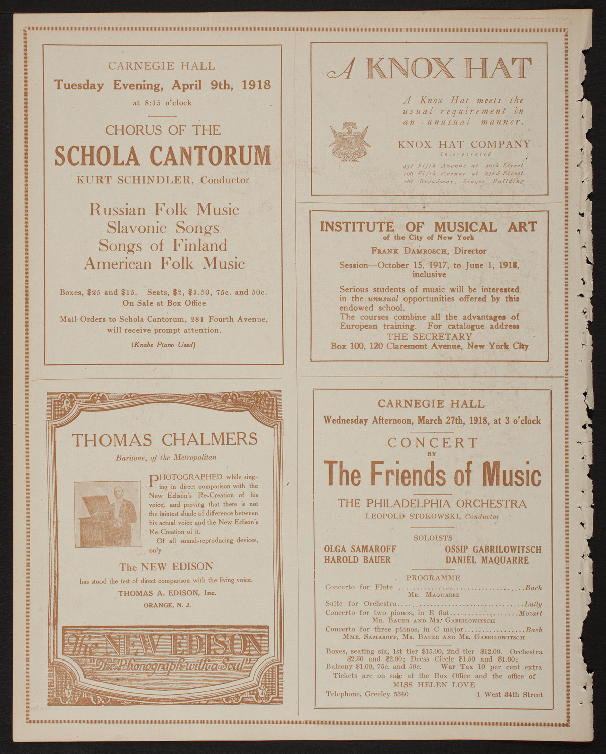Boston Symphony Orchestra, March 16, 1918, program page 2