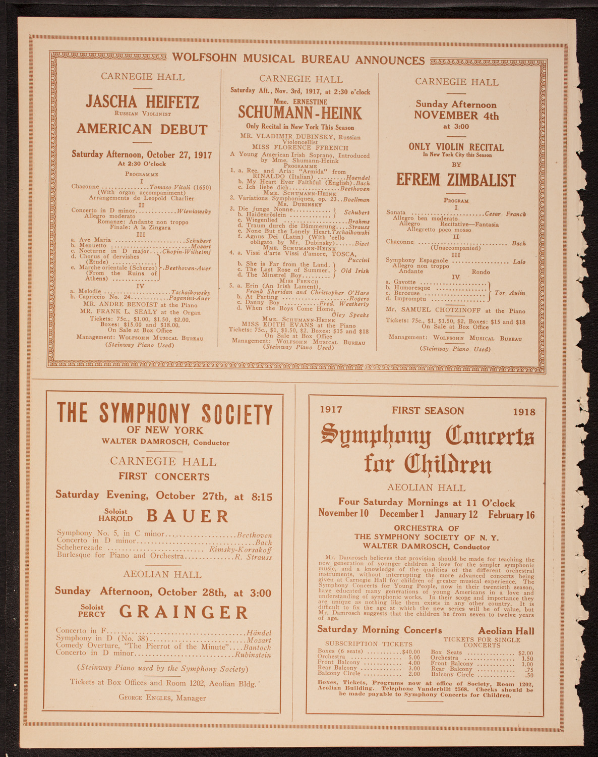 New York Symphony Orchestra, October 25, 1917, program page 8