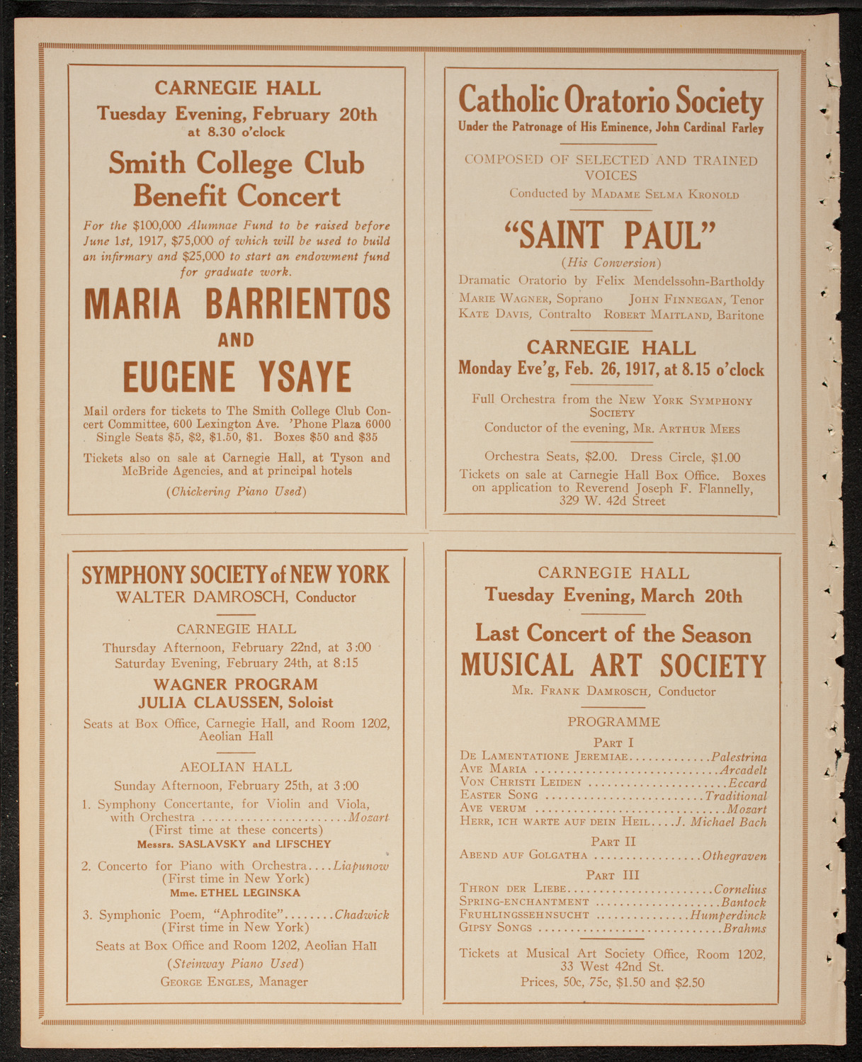 New York Philharmonic, February 18, 1917, program page 8