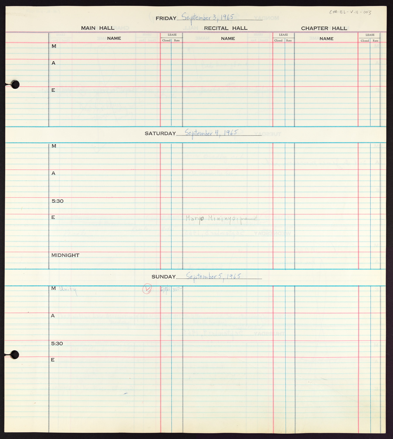 Carnegie Hall Booking Ledger, volume 11, page 3