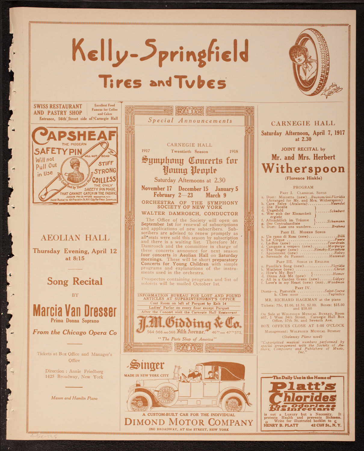 Oratorio Society of New York, April 5, 1917, program page 9