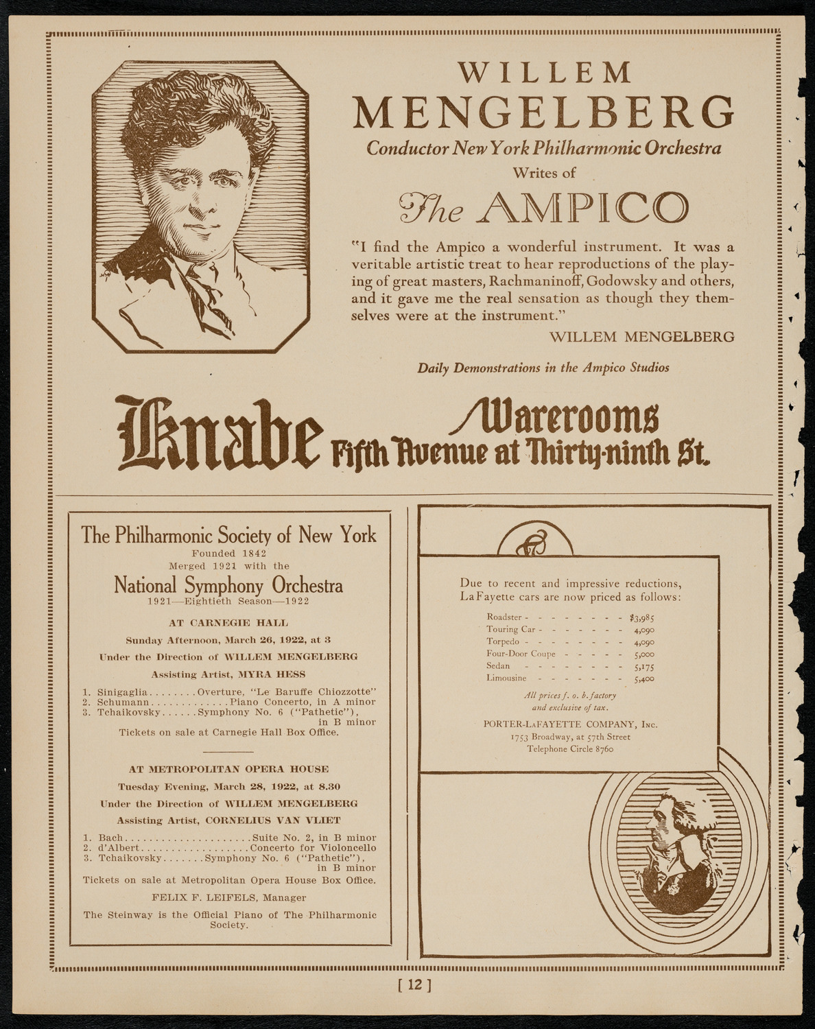 New York Symphony Orchestra, March 24, 1922, program page 12