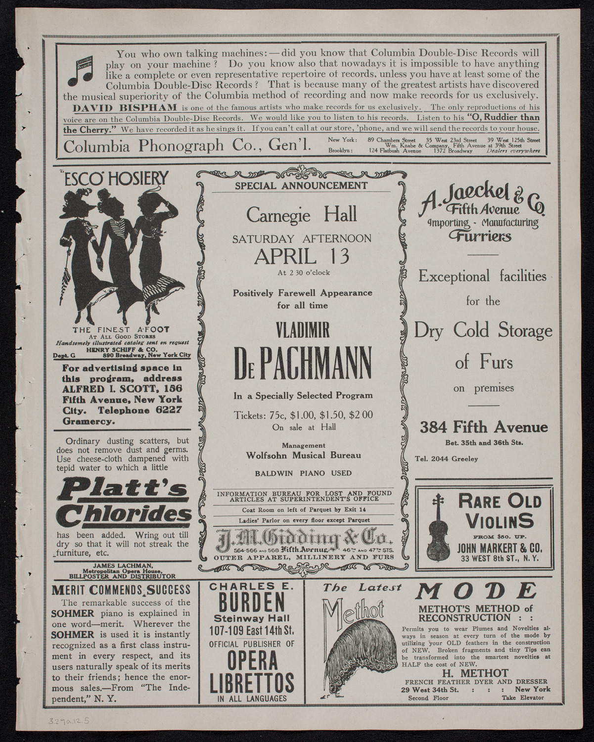 Brahms Festival: New York Symphony Orchestra, March 29, 1912, program page 9