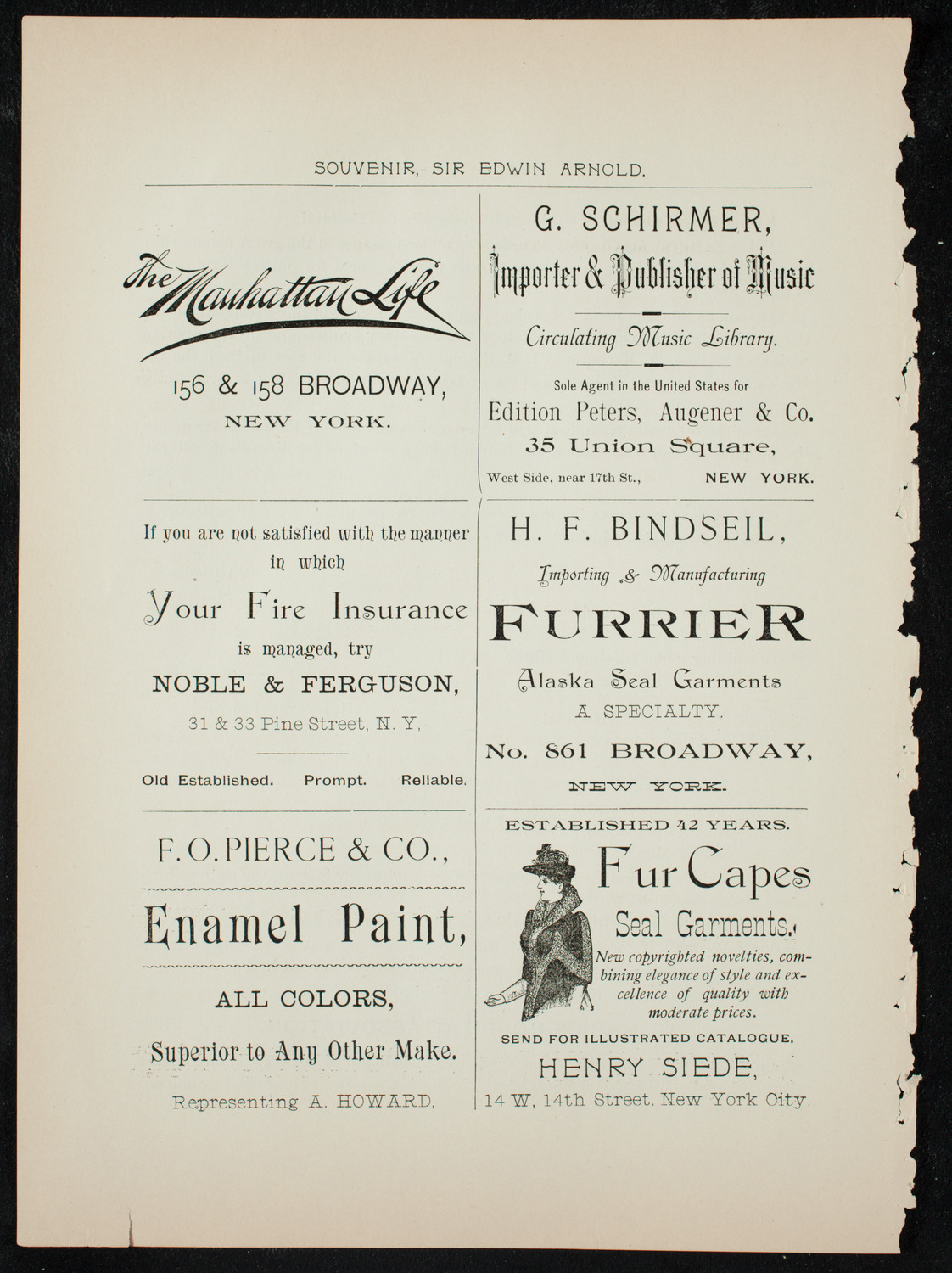 Lecture by Sir Edwin Arnold, November 4, 1891, program page 20