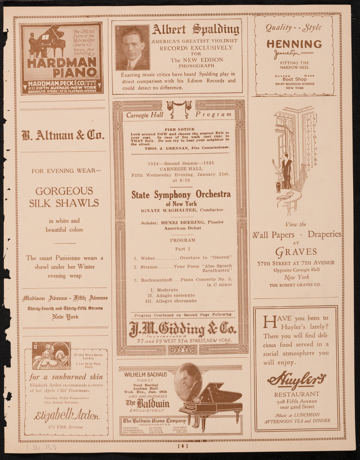 State Symphony Orchestra of New York, January 21, 1925, program page 5