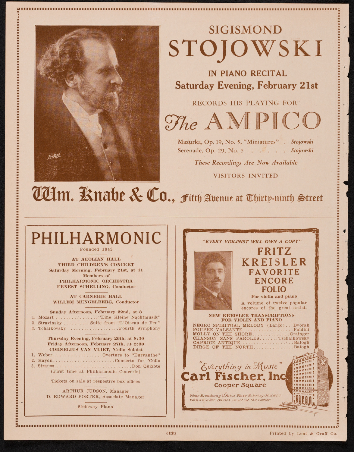 New York Philharmonic, February 20, 1925, program page 12