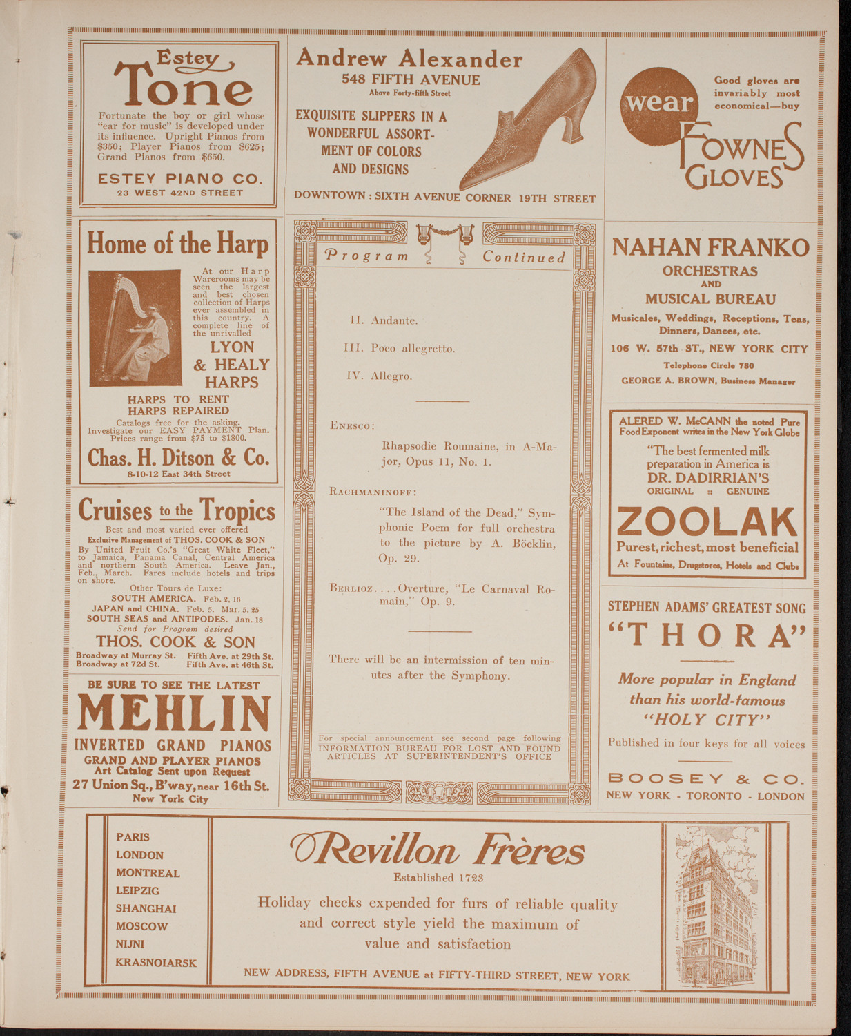Boston Symphony Orchestra, January 8, 1916, program page 7