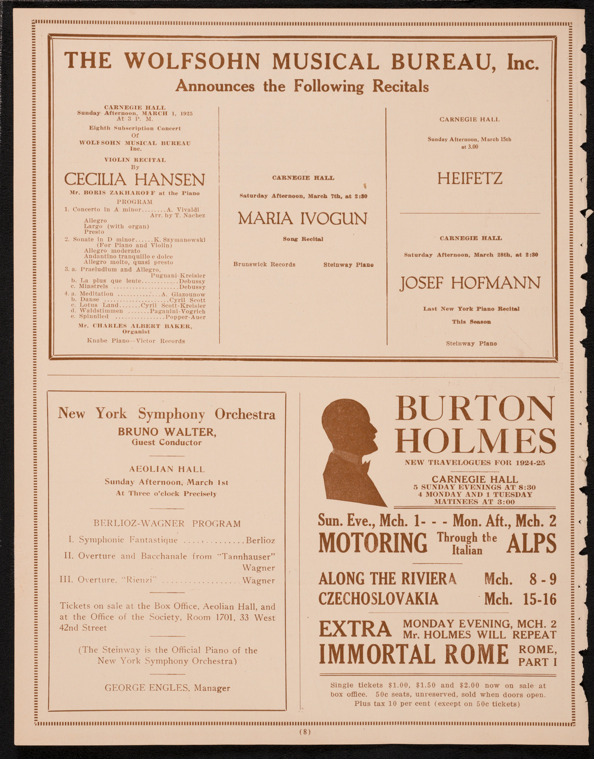 State Symphony Orchestra of New York, February 25, 1925, program page 8