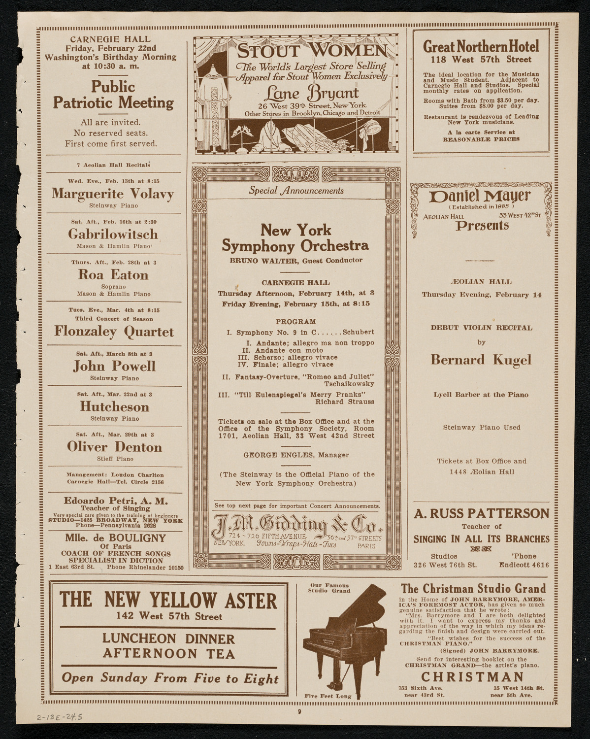 State Symphony Orchestra of New York, February 13, 1924, program page 9