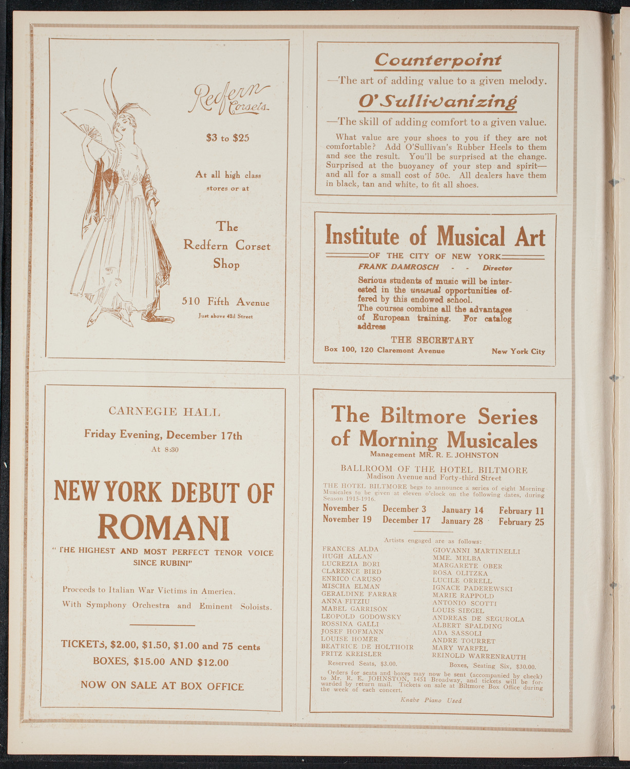Julia Culp, Contralto, December 16, 1915, program page 2