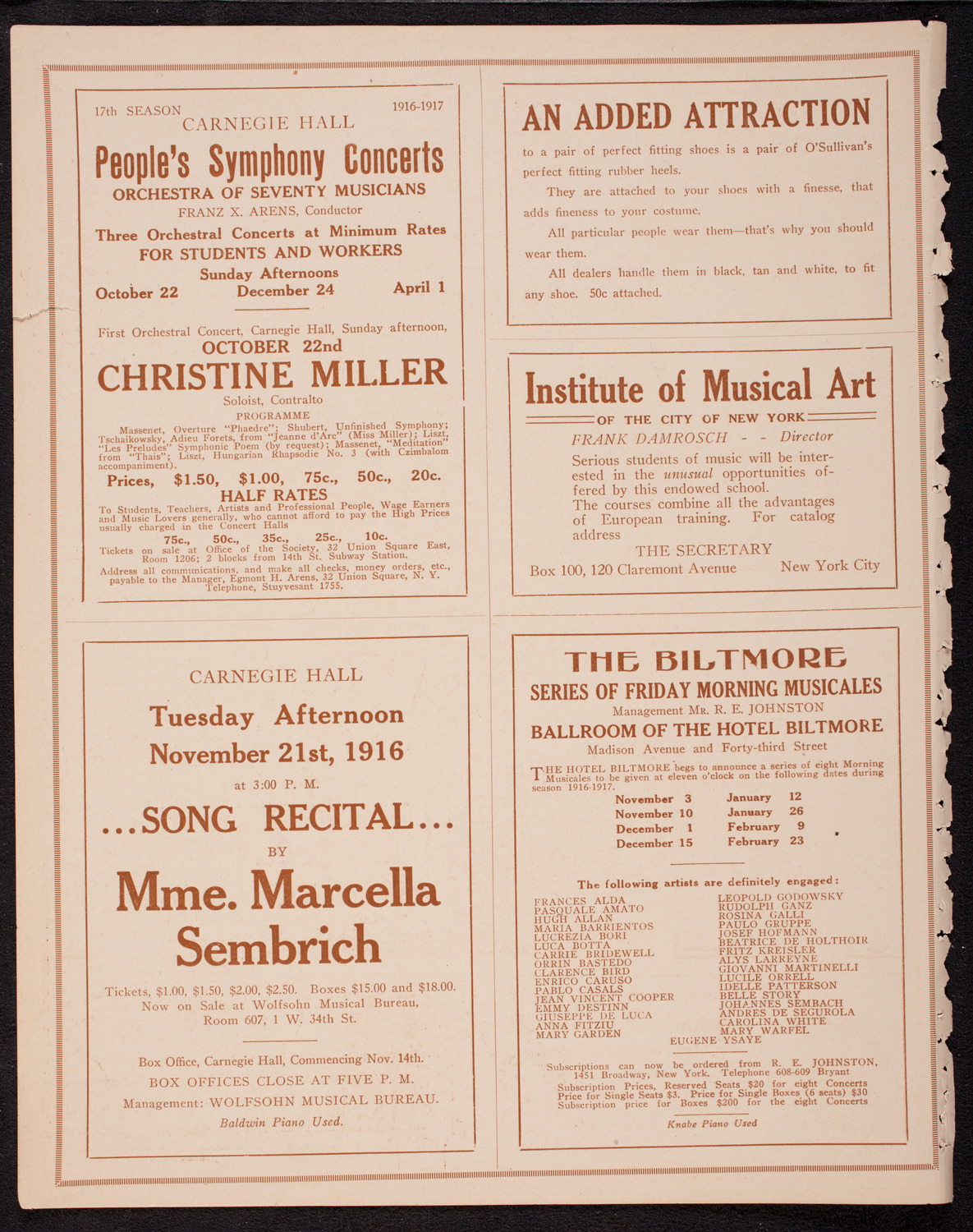 Anna Case, Soprano, October 11, 1916, program page 2