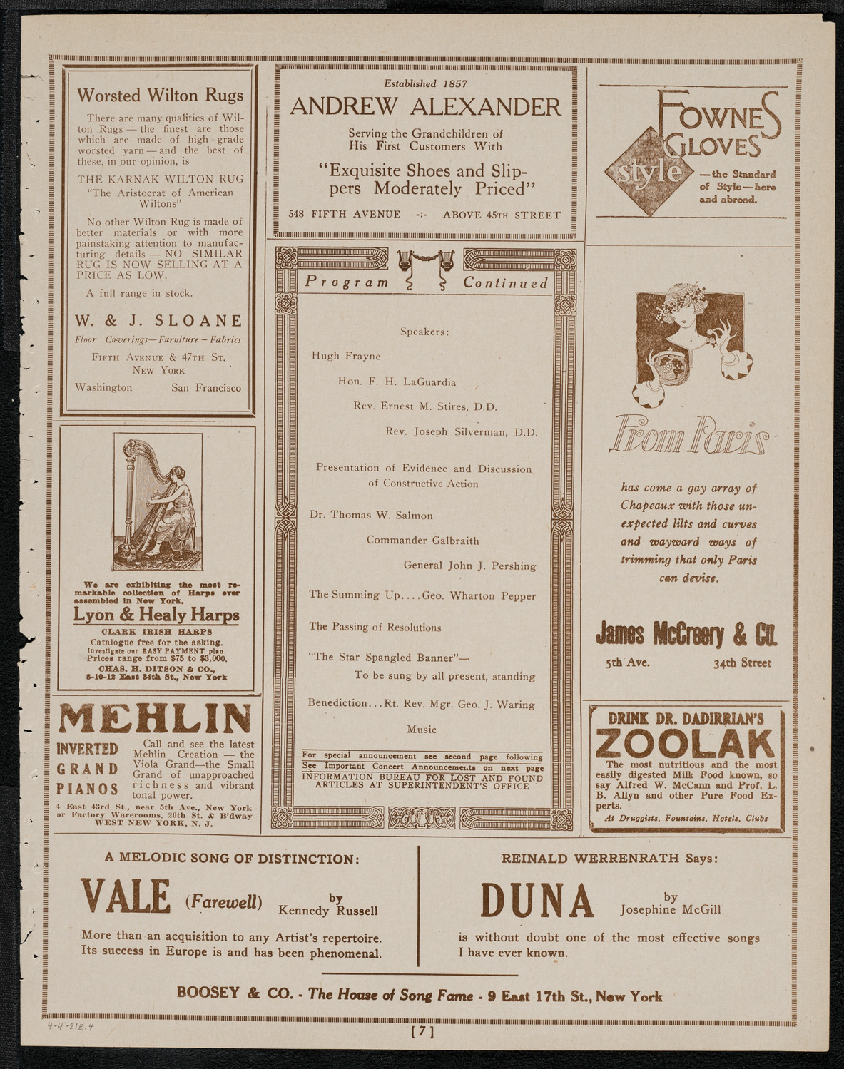 Citizens' Meeting to Obtain Justice for the Wounded, April 4, 1921, program page 7