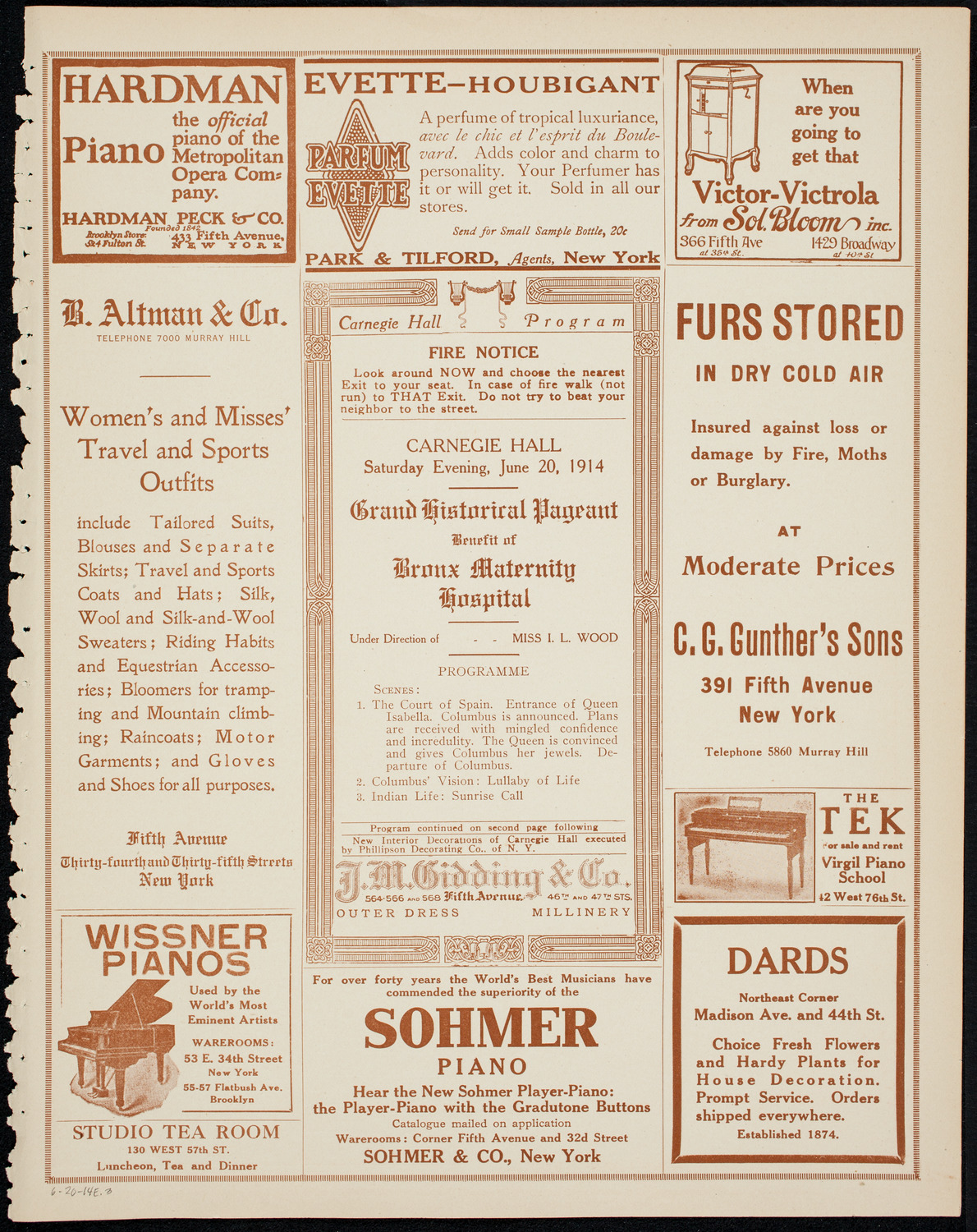 Benefit: Bronx Maternity Hospital, June 20, 1914, program page 5