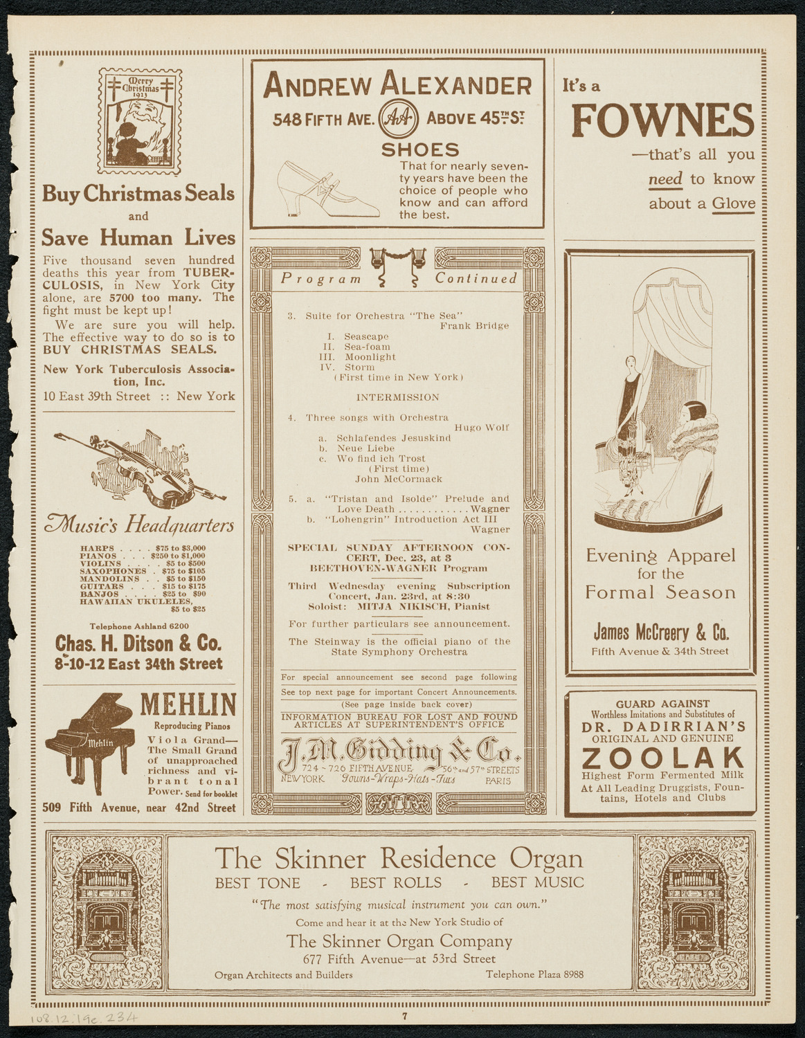 State Symphony Orchestra of New York, December 19, 1923, program page 7