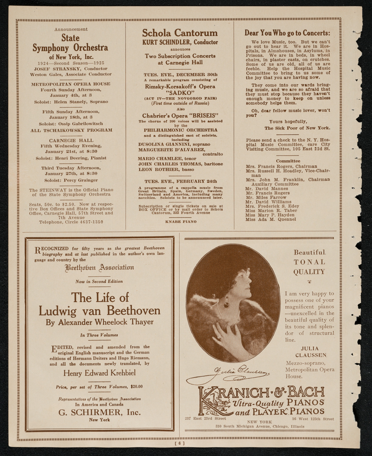 State Symphony Orchestra of New York, December 21, 1924, program page 6