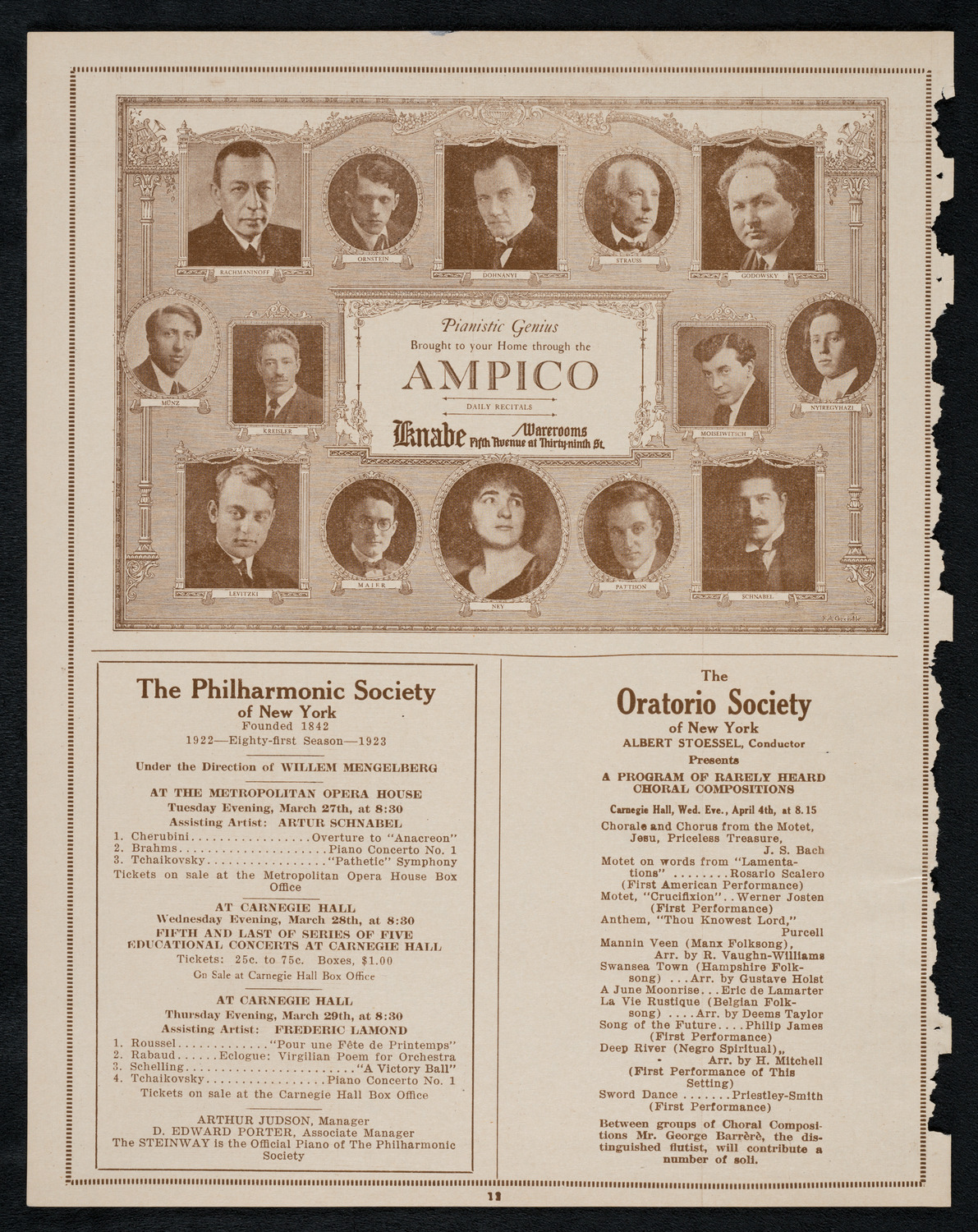 Columbia University Chorus, March 26, 1923, program page 12