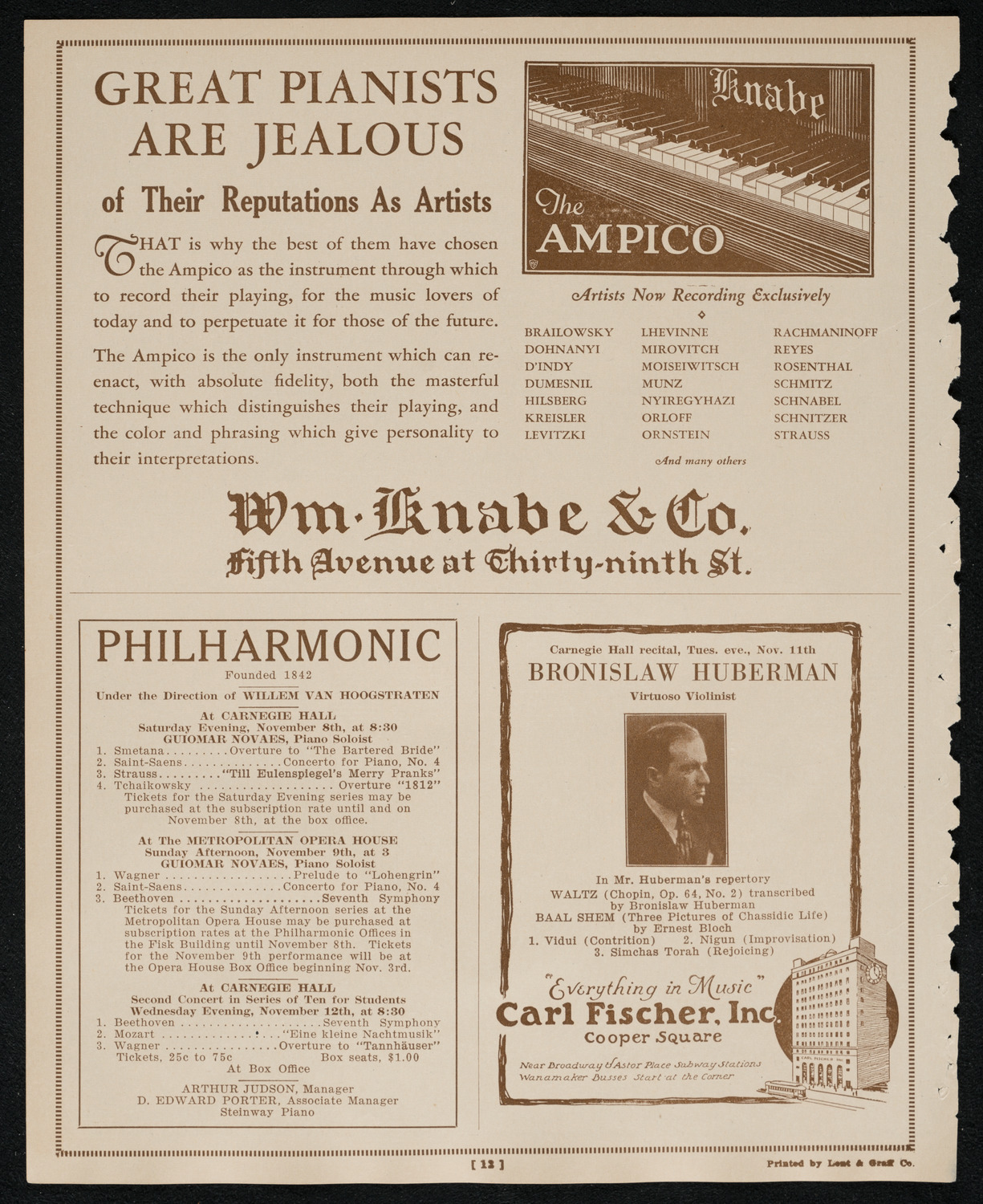 New York Symphony Orchestra, November 7, 1924, program page 12